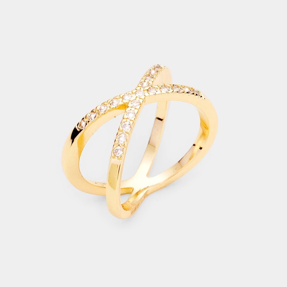 Gorgeous crisscross gold stone ring - Picture 3 of 5